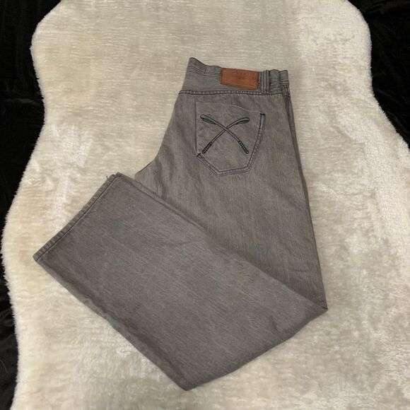 Akoo Mens Gray Straight Denim Jeans Size 38x33‎ Cotton Pants - Picture 1 of 10